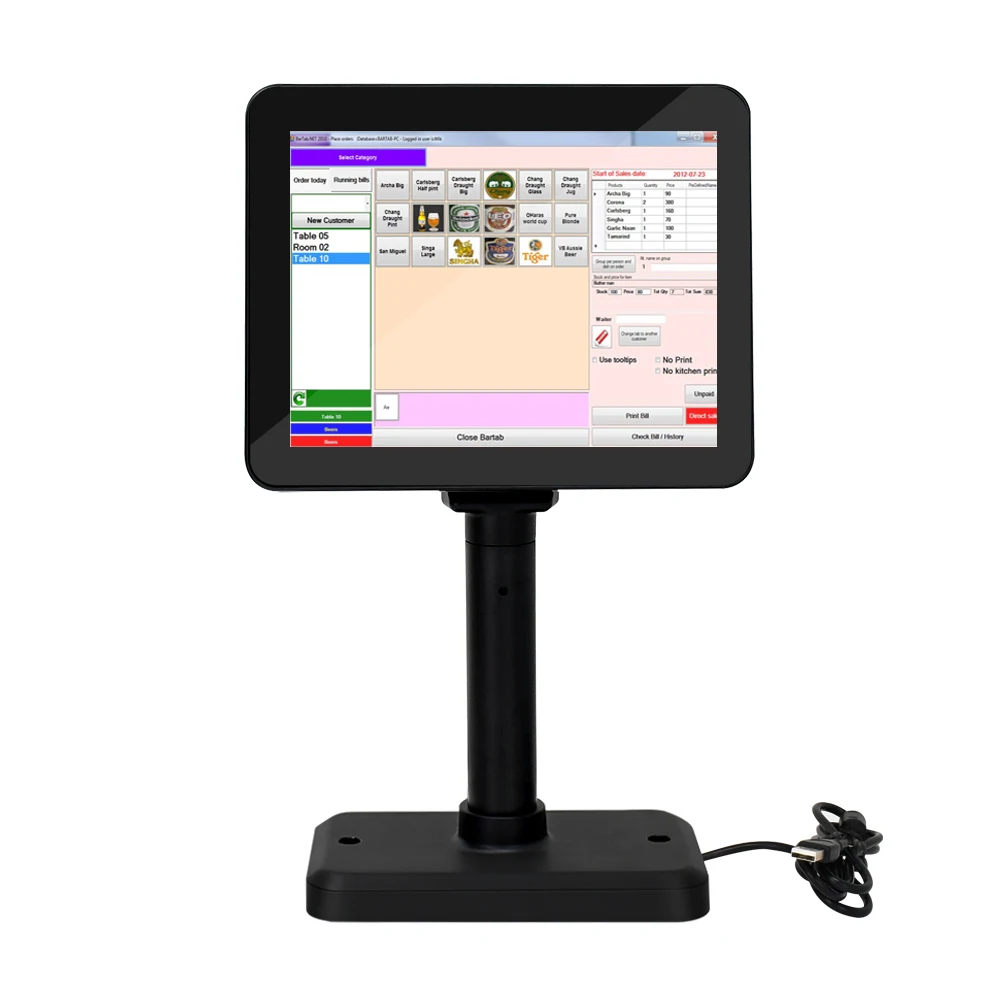 Factory price 9.7 inch led pos customer pole display with capacitive touch screen monitor optional