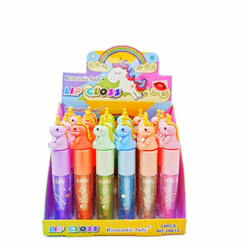 Cute little dinosaur color changing lip gloss honey peach Velvet Matte Lip Glaze white suit lipstick