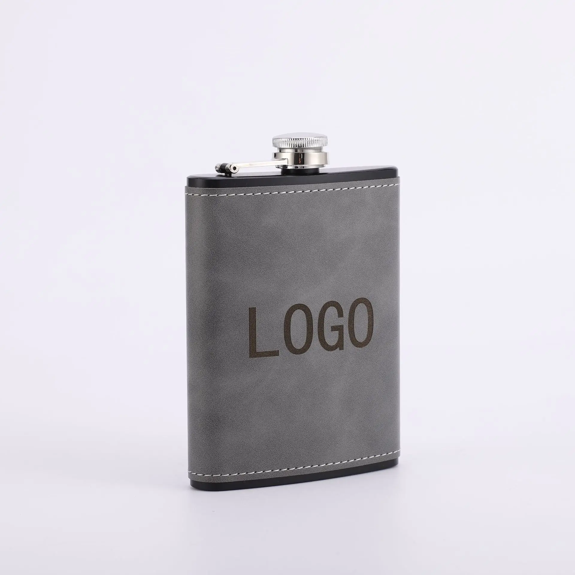 Custom 6/7/8oz Leather Liquor Alcohol Flask Wine Bottle Stainless Steel Metal Hip Flask with Funnel Gift Set For Skyy Sobieski