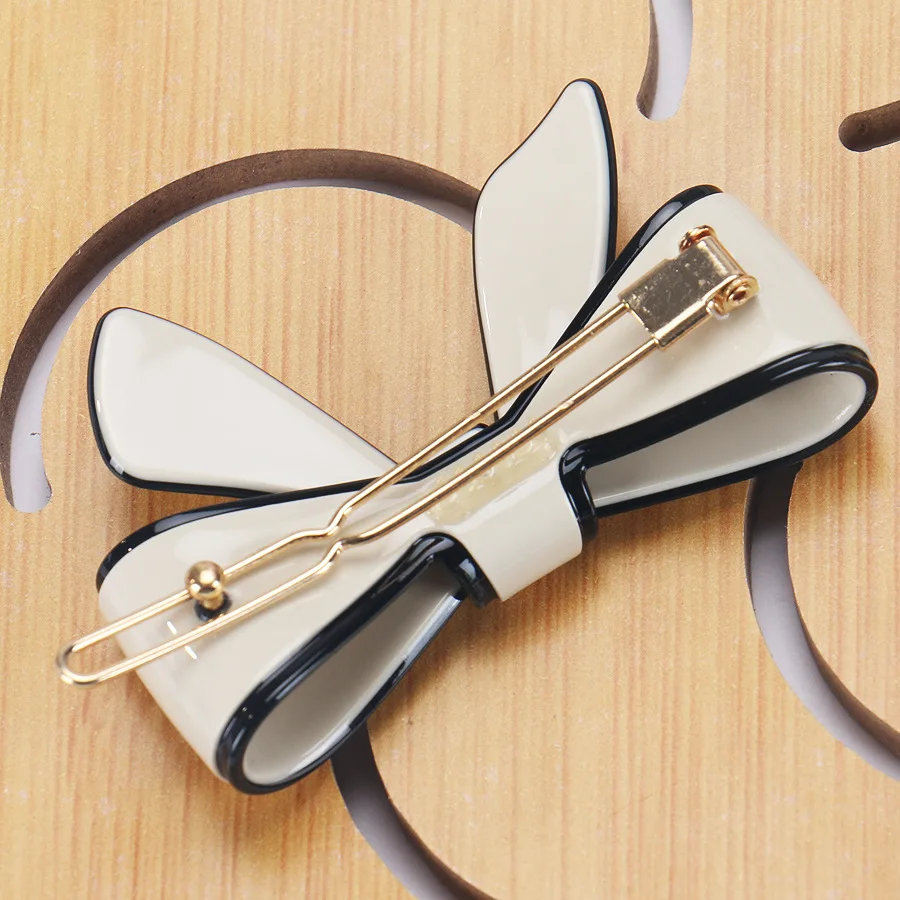 KL French Style Classic Small Knot Bow Spring Simple Color Light Plate  Exquisite Acetate  Hair Pin Clip Accessories