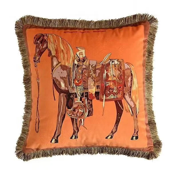 Throw Pillow Cushion Cover Fashion Design-I 45*45cm Velvet Cushion Cover with Tassels Decorative Square Accent Pillow Case