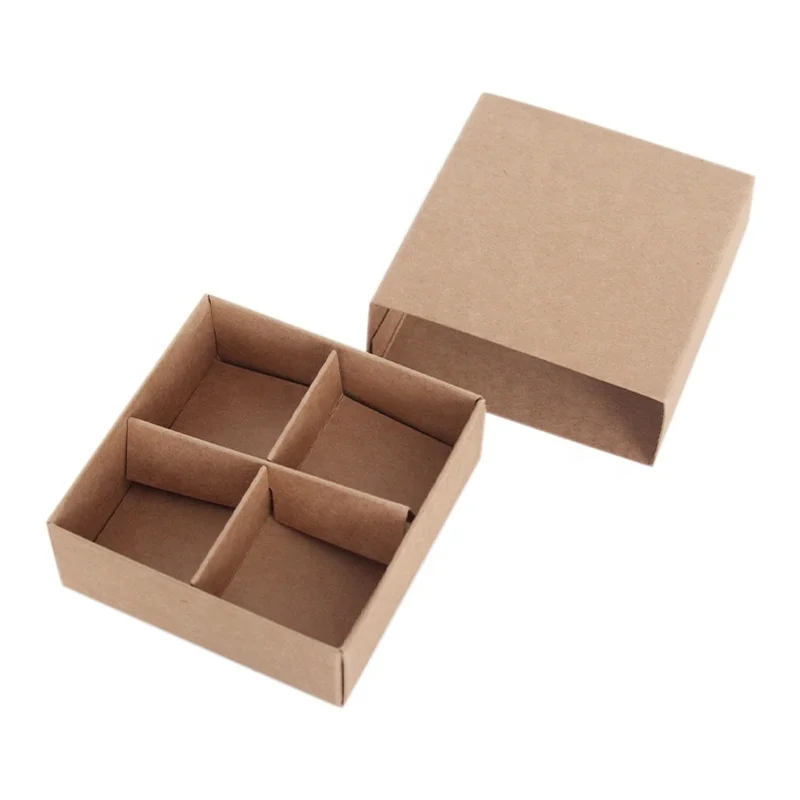 Ready Stock 4 Chocolate Praline Sliding Drawer Box 8cm Folding Kraft Chocolate Box