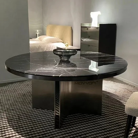High level Classic Modern Dining Room Furniture white marble ROUND dining table