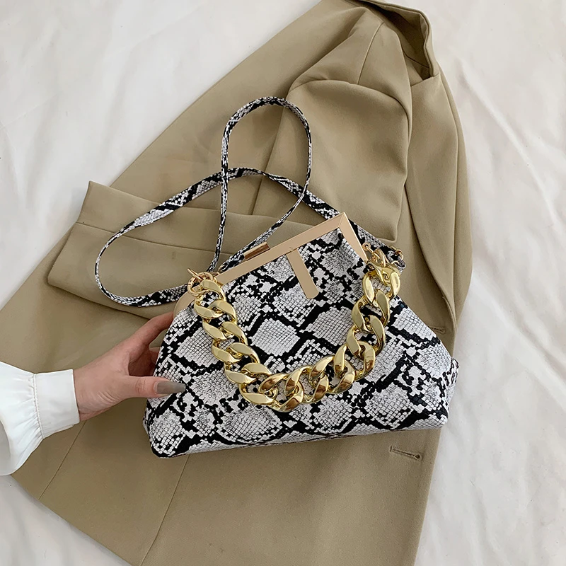 HEC New Arrival Trending Snake Skin Purses and Handbags Ladies Leather Luxury Shoulder Bag for Women