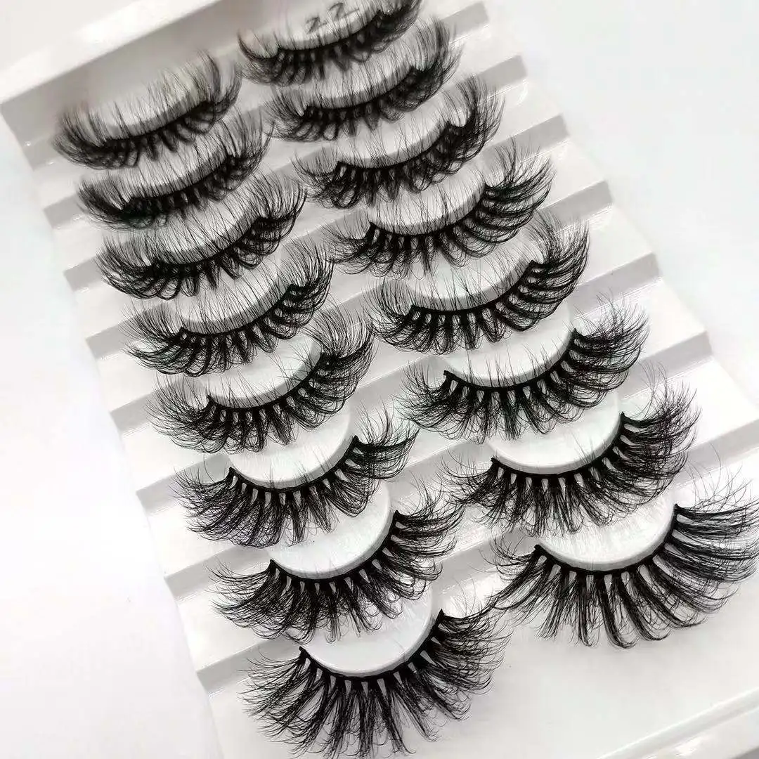8 Pairs 5D  Faux Mink Eyelashes Dramatic Look False Eyelashes Pack Fluffy Extended  Long Reusable vegan mink eyelashes