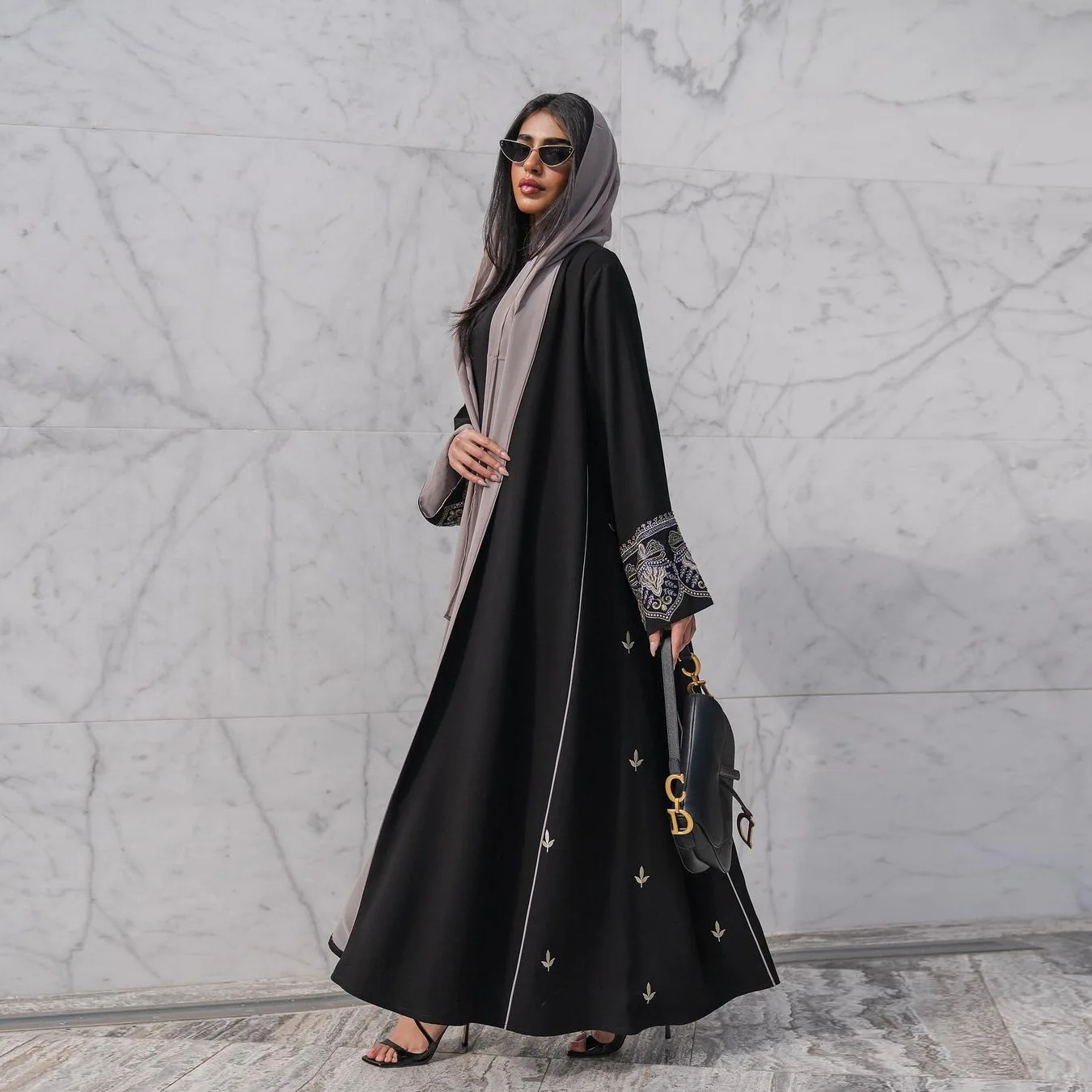 New Arrival Elegant Front Open Abaya Flare Sleeve Evening Maxi Kimono Cardigan Turkish Modest Cardigan