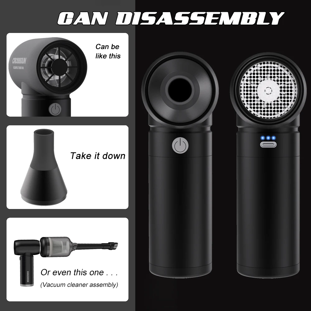 CROSSGUN Portable Cordless Air Duster 130000RPM Electric mini jet fan Compressed Air Gun 150W Mini Turbo Jet blower