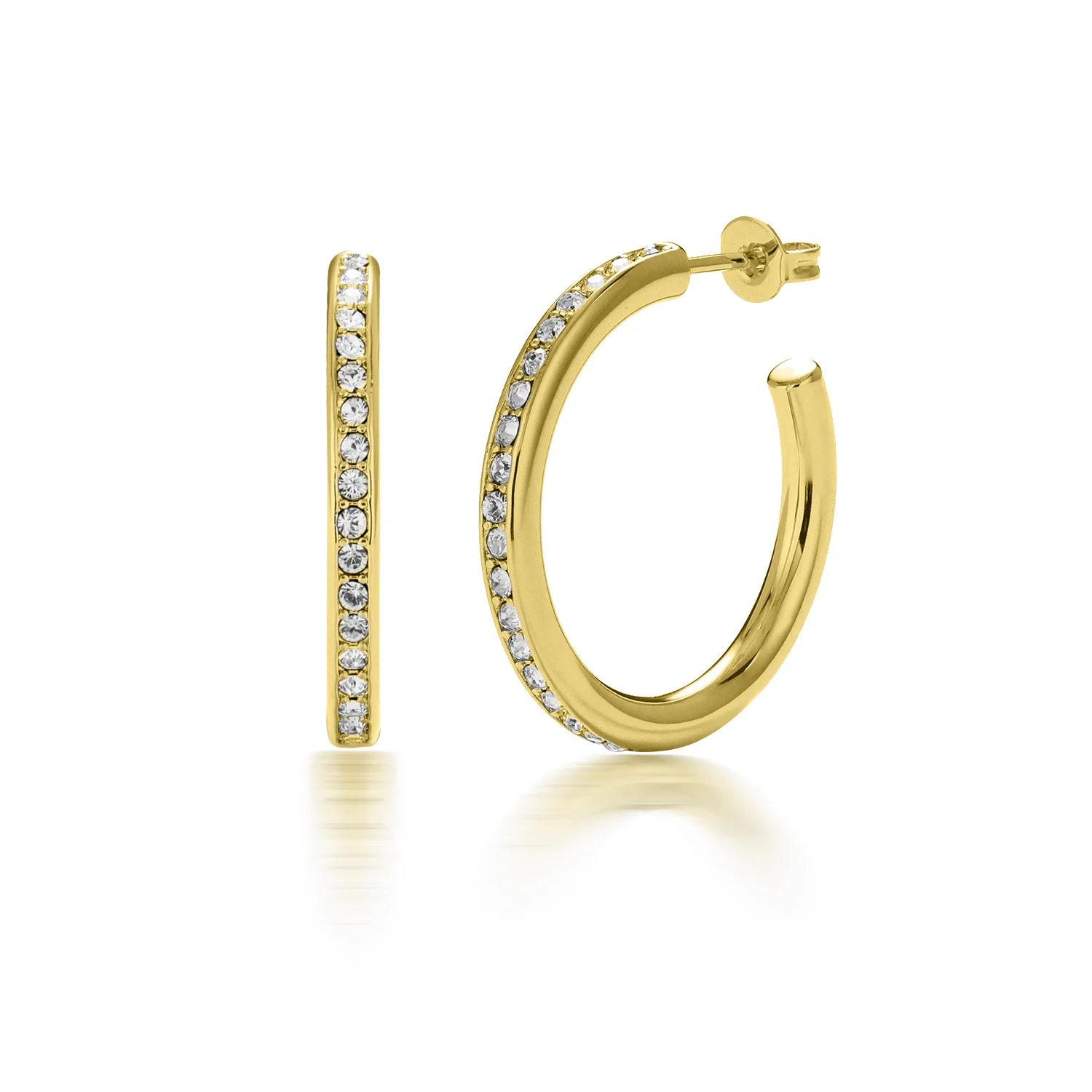 Best Selling Jewelry 18K Gold Plated Delicate Accessory Round Cut Crystal Diamond 925 Silver Stud Earrings for Women