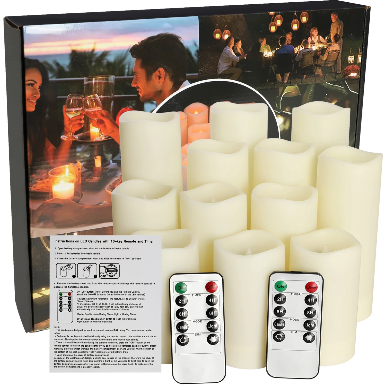 Flameless Led Candle Lights Waterproof Outdoor  Remote Control Flicker Christmas Battery Flickering Candles Led Candles