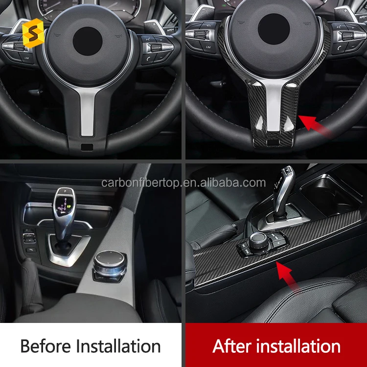 ES Car Interior Accessories Real Carbon Fiber Car Dashboard Trim For BMW  F30 F31 F34 F33 Factory Price Carbon fiber