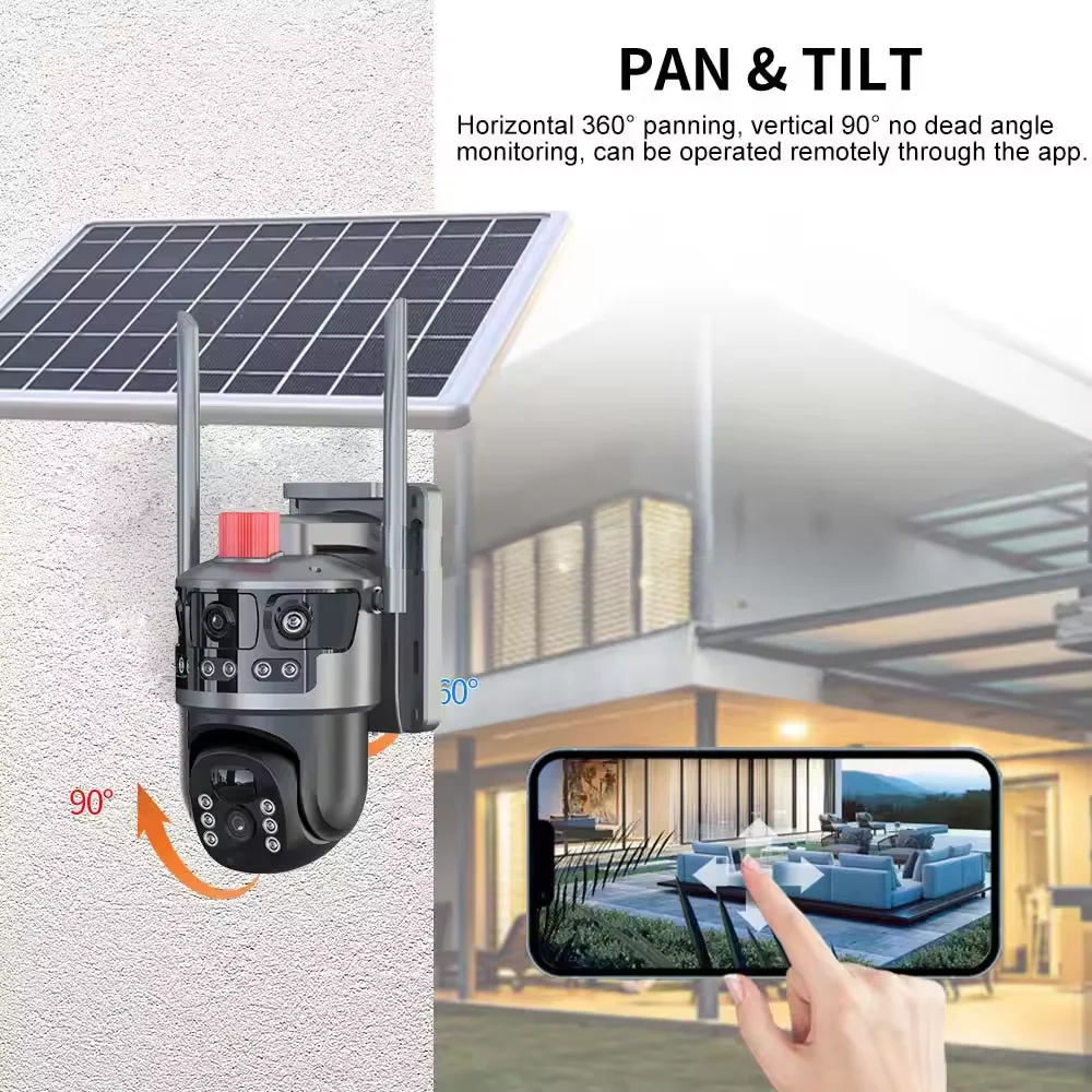 v380 pro Solar Cctv Camera with 8W solar panel AI smart motion detection low power home security system wireless wifi 4G camera
