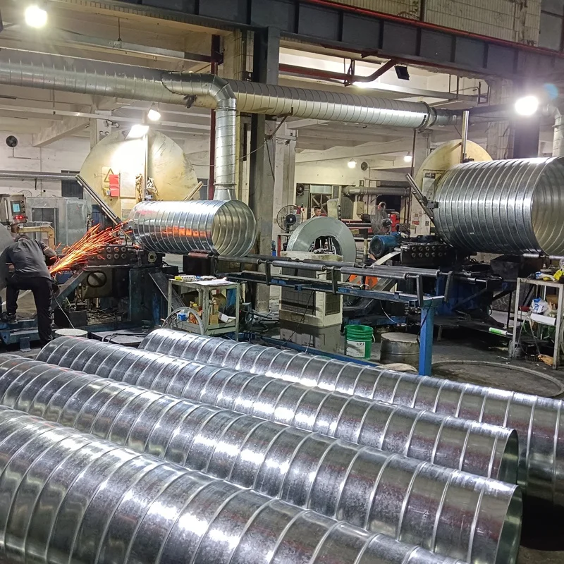 Galvanized spiral air pipe chimney pipe circular ventilation pipe dust and smoke extraction project