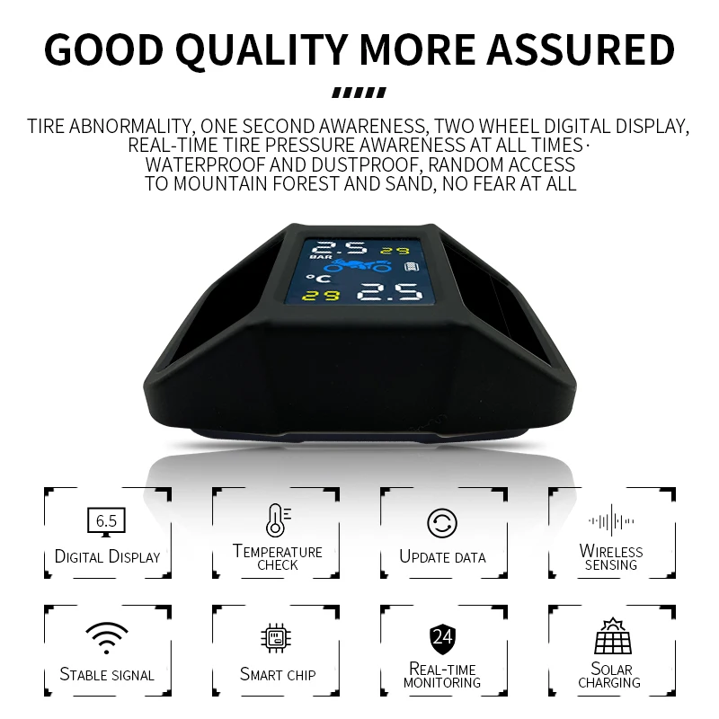 Bicycle Bike Motorcycle 2 wheels Tire Pressure Monitoring System TPMS with Solar Digital Wireless External Sensor
