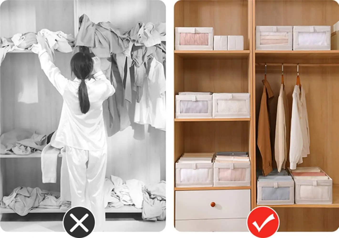 High Quality Closet Organizers Large Storage Boxes Baskets Supplier Bin Storage with Window Lead The Industry Golden Foldable