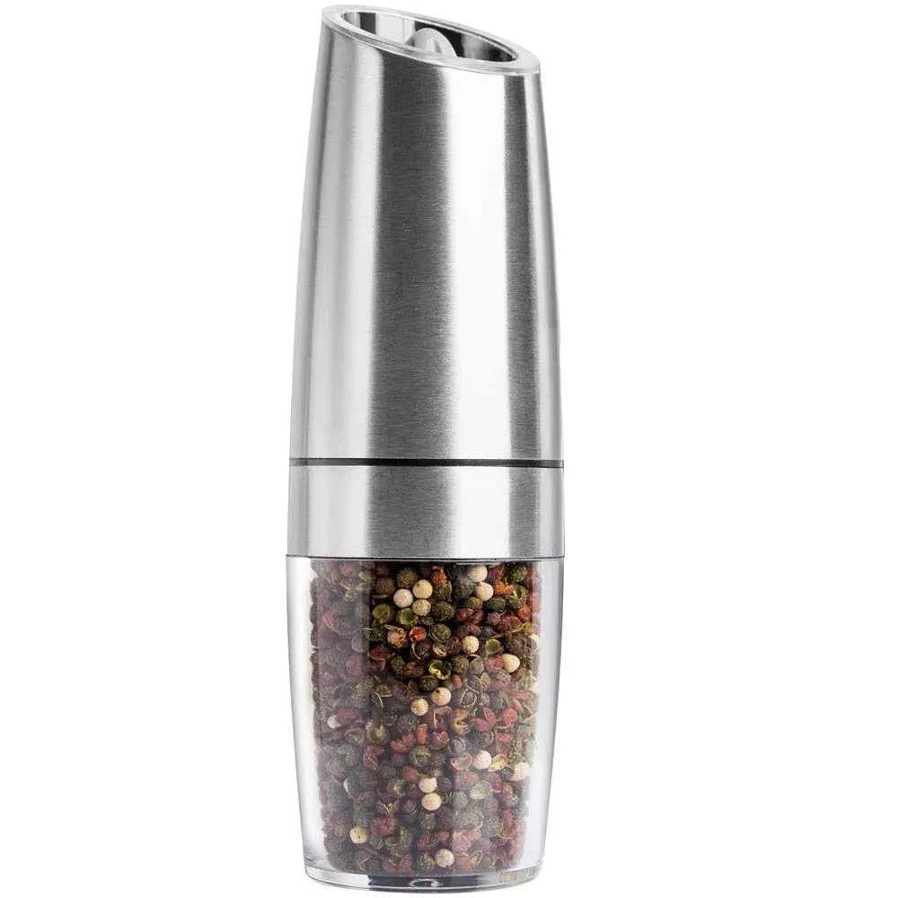 Amazon Hot Selling Stainless Steel Gravity Battery Operated Automatic Electric Salt And Pepper Grinder Set with LED Light