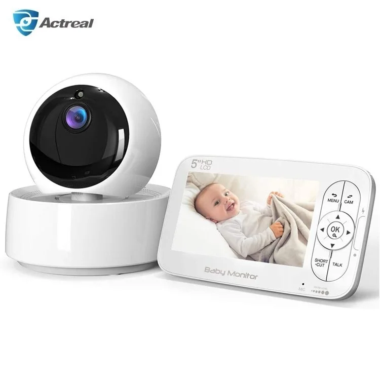 Factory ODM Superior Quality VOX Mode IR Night Vision Long Range 5 inch Color Screen Wireless PTZ Video Baby Monitor with Camera