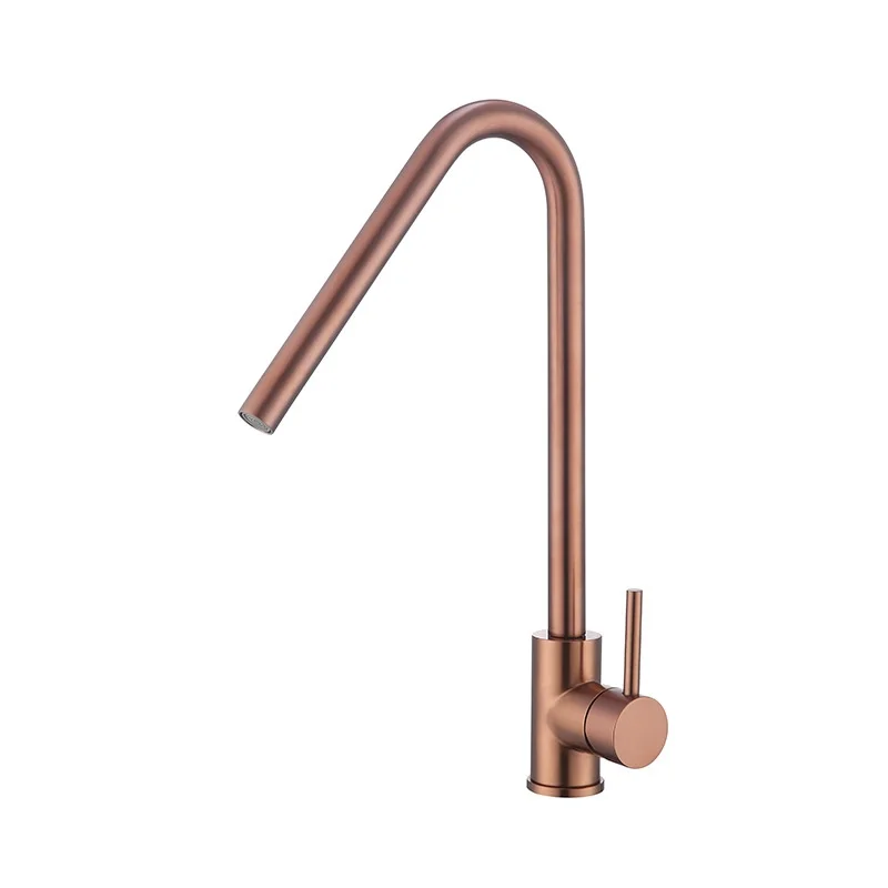 Modern 304 Stainless Steel Kitchen Sink Faucet Hot and Cold Ceramic Cartridge Kitchen Mixer Tap Brushed Rose Gold Finished