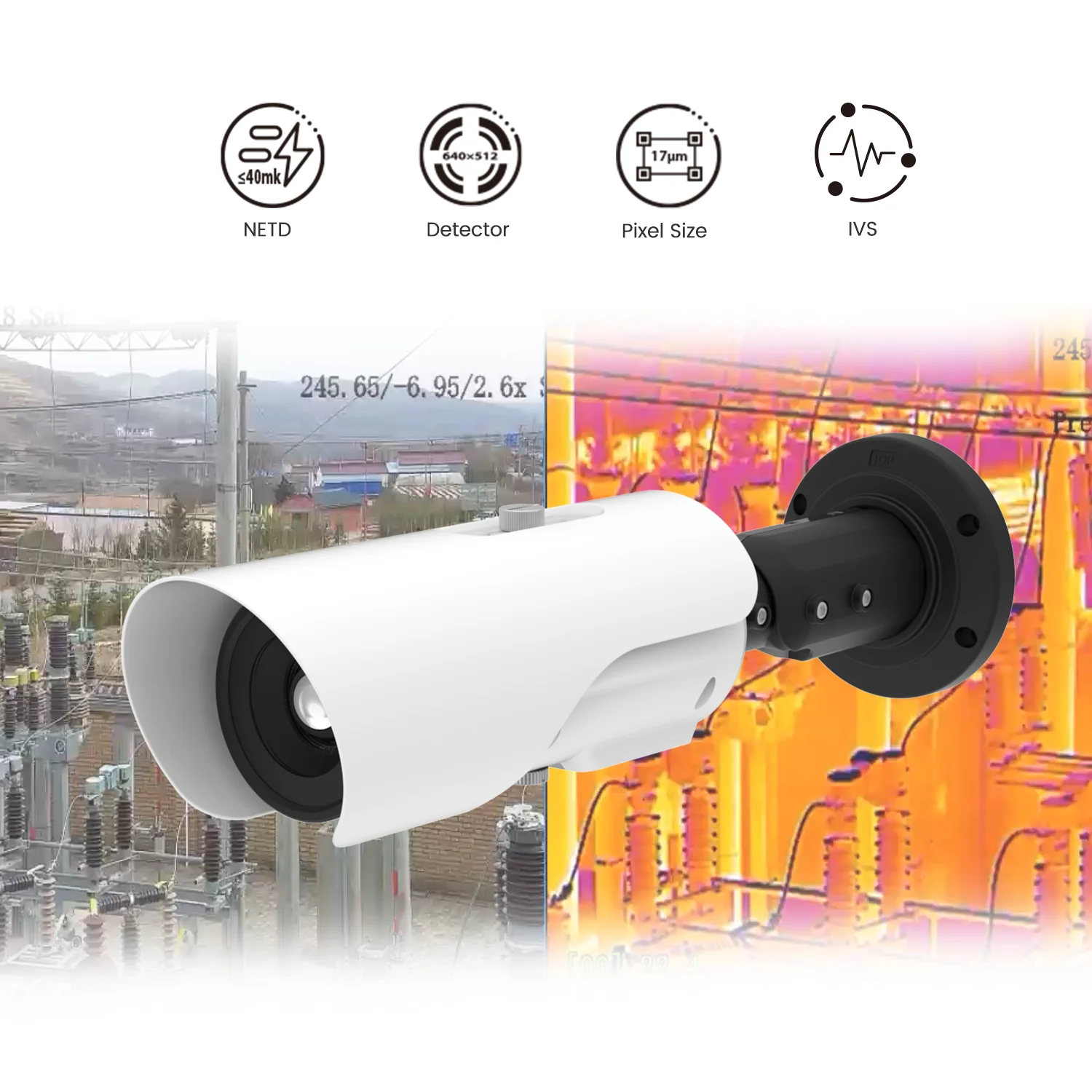 400*300/640*512 Warehouse Factory Industrial fire detection alarm camera 24h online thermal imaging monitoring infrared camera