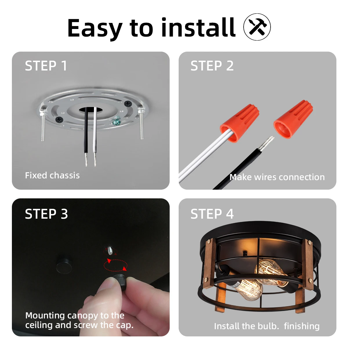 Indoor Surface Mounted Round Wood Ceiling Lights, Nordic Ceiling Lighting Chandelier For Decoration Home&Living Room