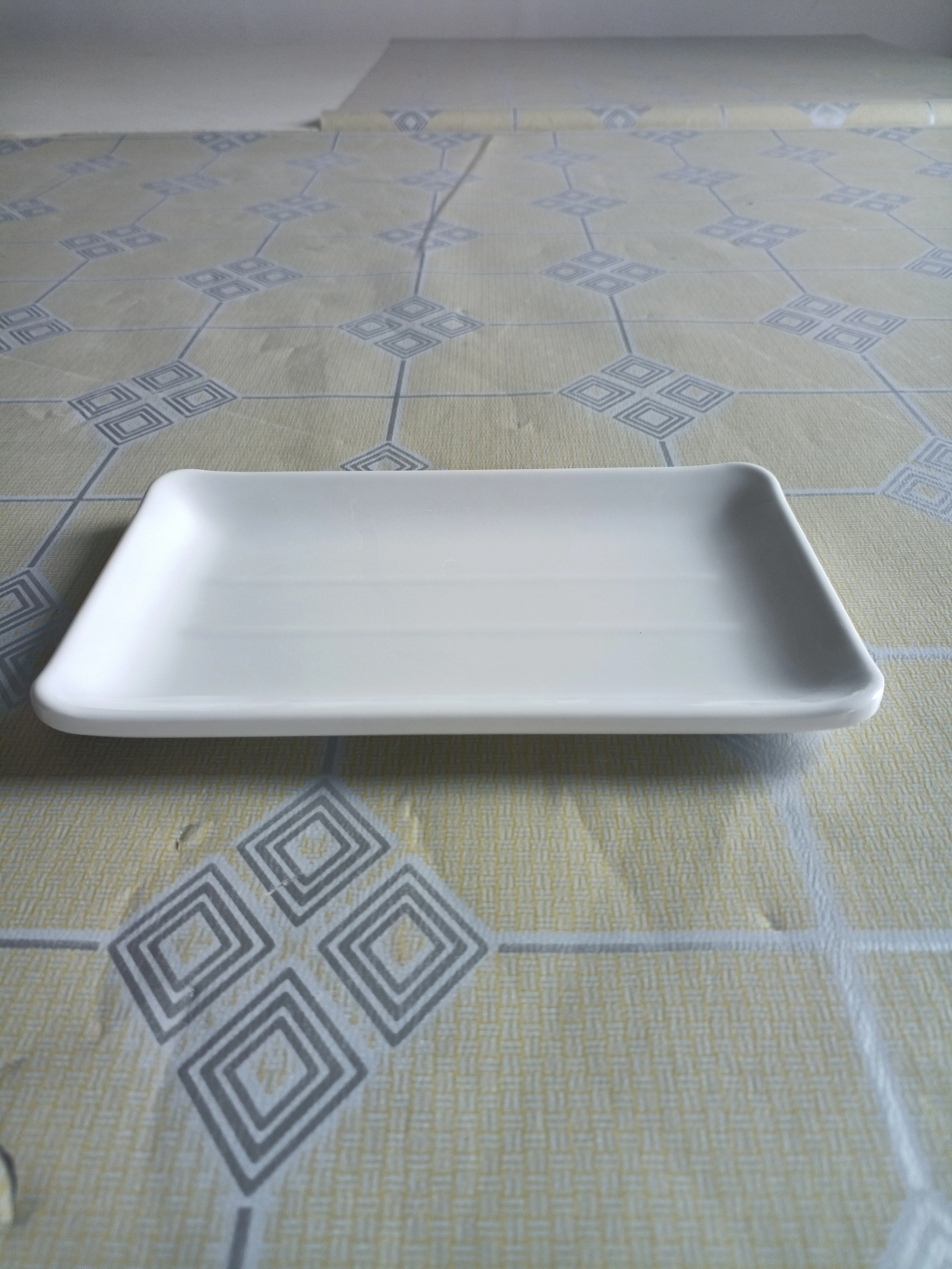 Factory melamine A5 plastic hot pot customized long dish plate tableware snack white rectangular plate