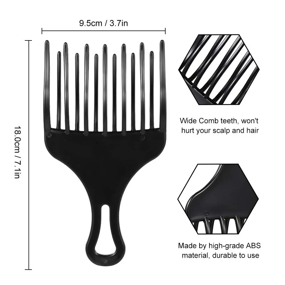 Professional plastic hair afro picks double tooth comb hairdressing styling tool hair clipper comb