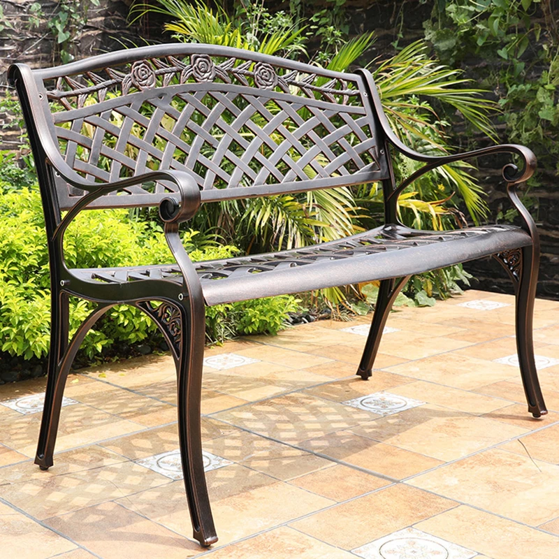 
High quality cast alunimun metal patio outdoor garden bench with back 