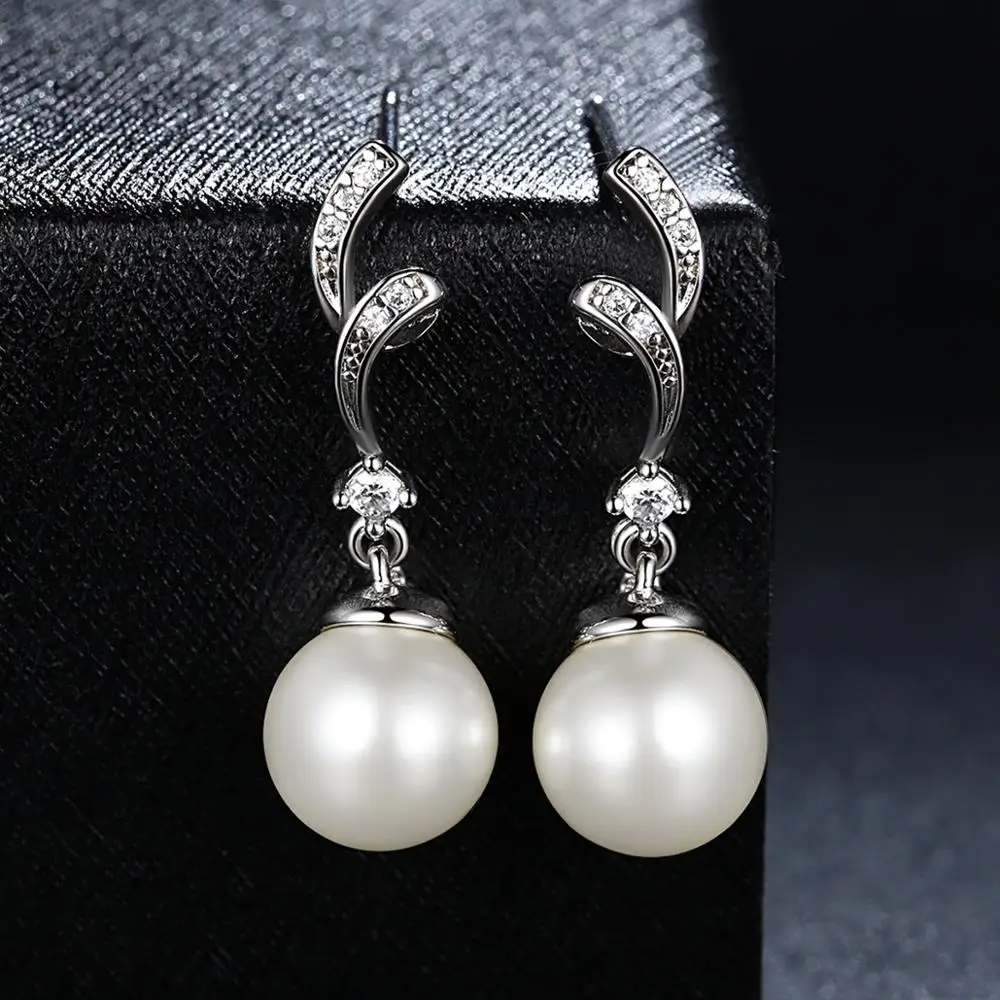 Korea popular jewelry S925 sterling silver stud temperament pearl silver earrings
