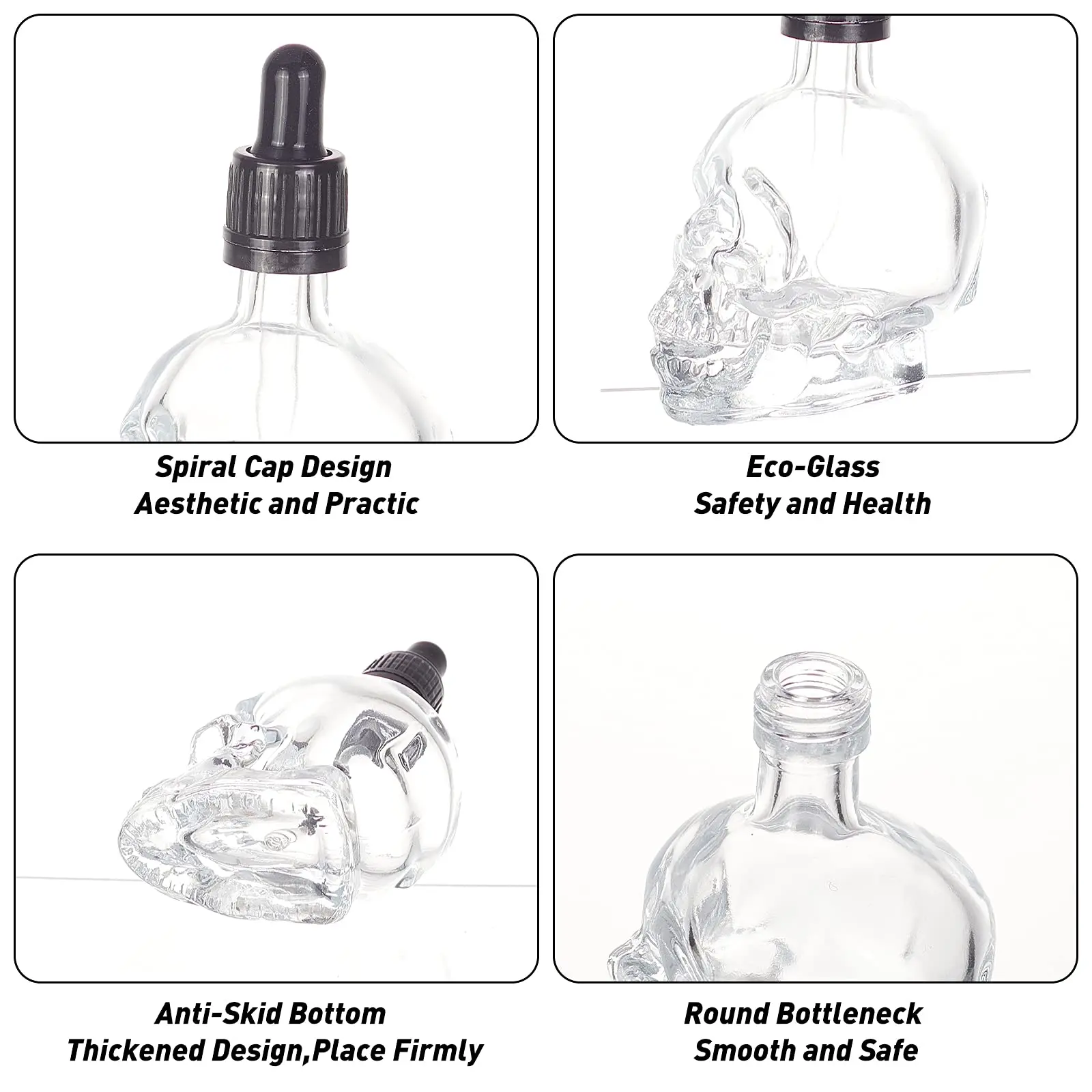 R 2023 New Unique shaped glass dropper 30ml 60ml 120ml glass skull bottle