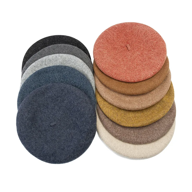 Manufactures wholesale high quality female mix colors femm french sale pour garcon wool cap  beret hat