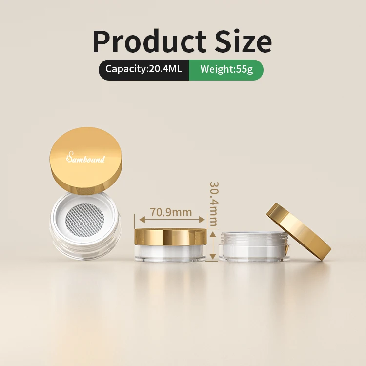 Custom plastic empty cosmetic loose glitter containers for loose powder with puff 20ml