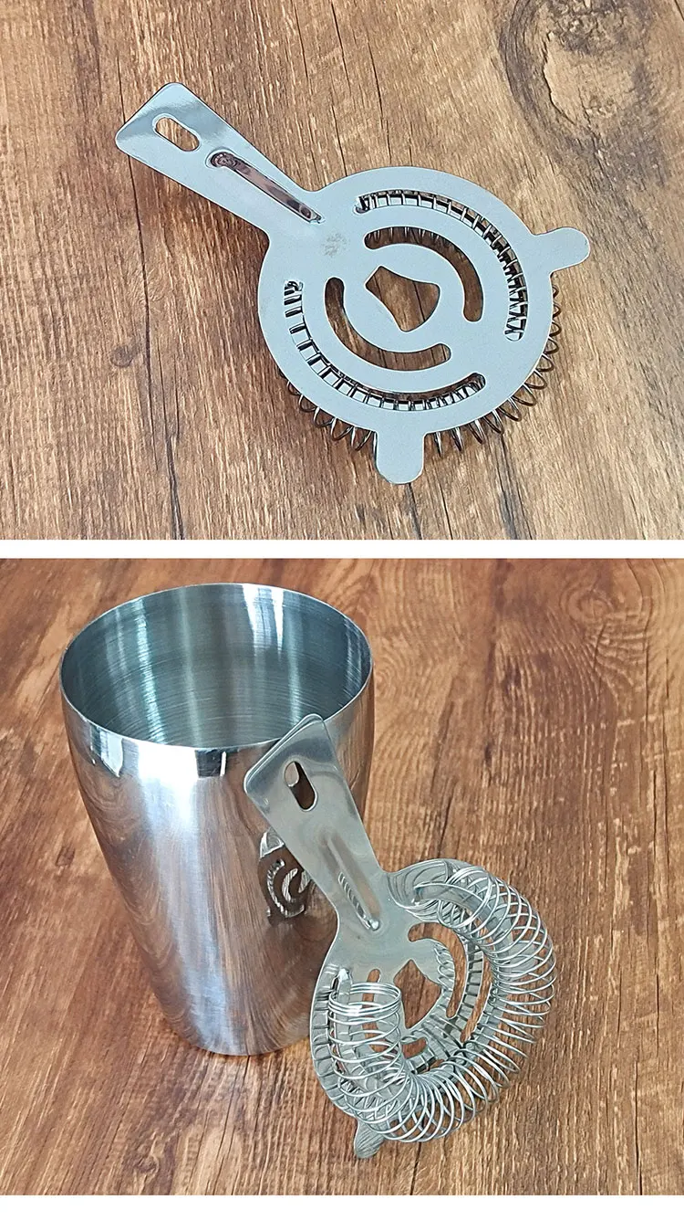 Factory Bartender Filter Ice Separator Drinks Hawthorn Martini Conical Julep Strainer Cocktail Stainless Steel Ice Strainer