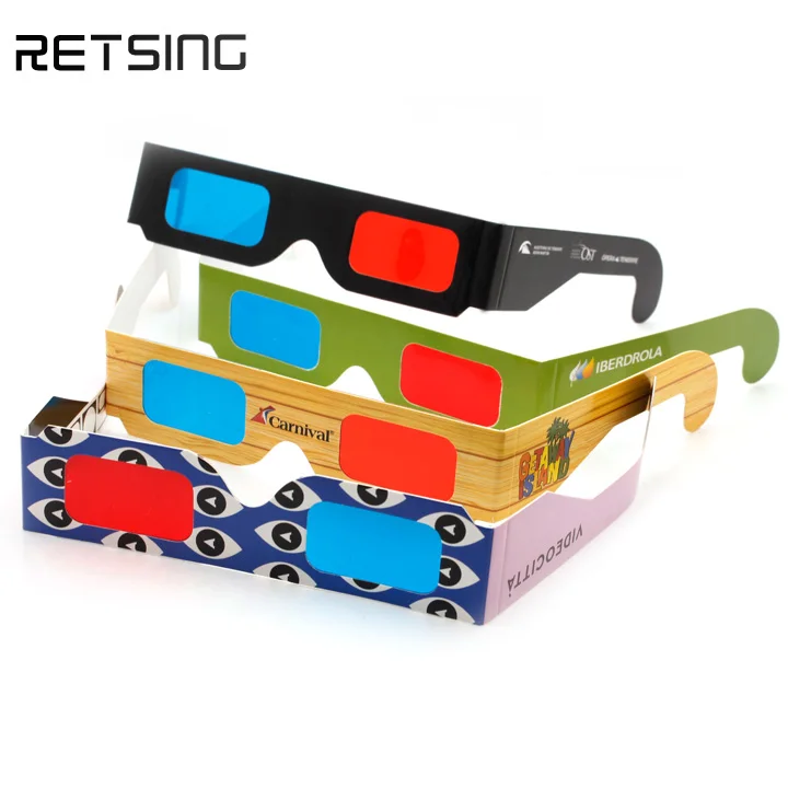 
Wholesale custom logo paper 3d glasses red blue movie glasses 