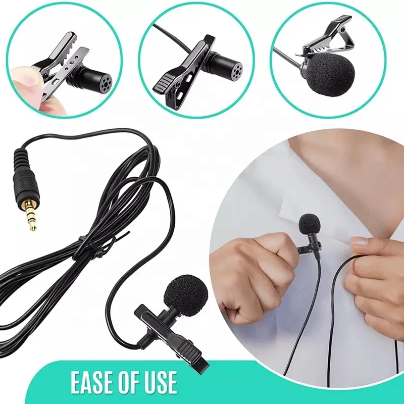 Live Video Streaming Headset Microphone Portable Mini Mic Clip-on Wired Lapel Lavalier Microphone For PC Notebook Laptop Camera