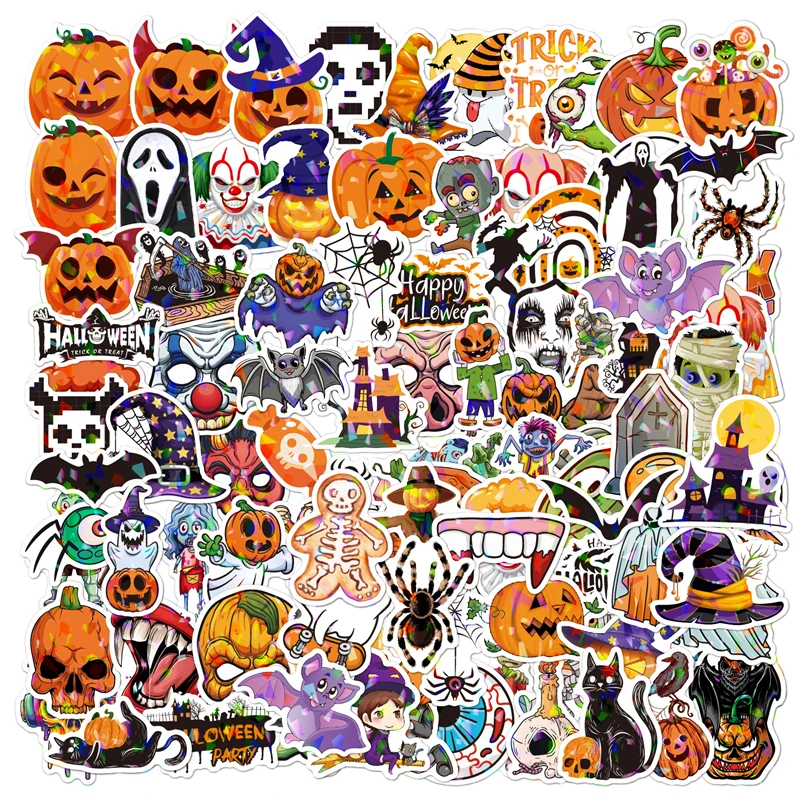 100Pcs Hotsale Halloween Graffiti Pumpkin Sticker No-duplicate Waterproof Cartoon Stickers For Car Luggage Skateboard Decals