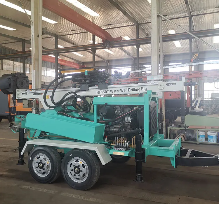 HF180T Trailer 180m 200 meters Full Hydraulic portable wheel borehole water well drilling machine price mining machinery