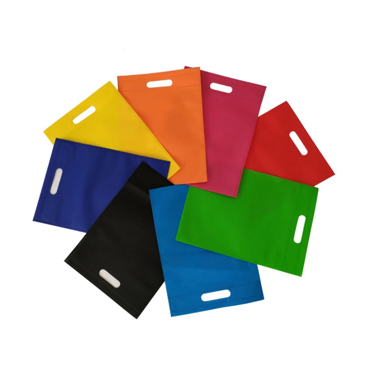 
Promotion Eco Solid Color Tote Storage Non Woven Foldable Shopping D-cut Bag 