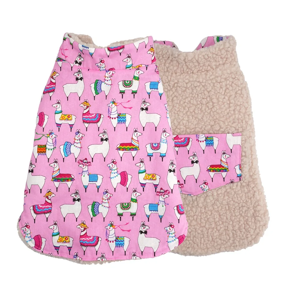 Alpaca Fleece Warm Dog Coat Pet Jackets Reversible Winter Clothing  For Small Medium Large Dogs