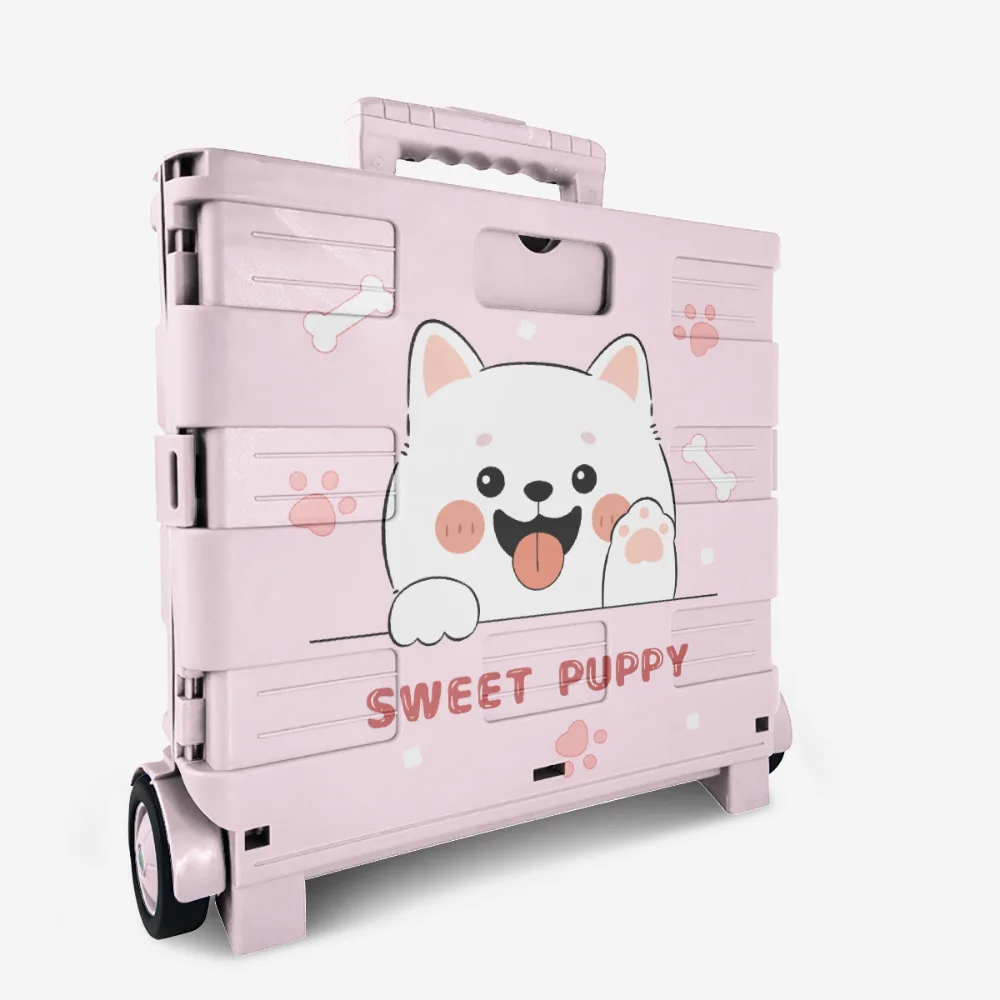 Supermarket Promotion Portable Multifunctional Folding Shopping Cart Steel Flat Hand Trolley