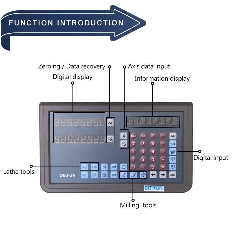 DITRON 2/3 Axis Metal Case  Dro Digital Readout Display Electronic Measuring Instrument for Milling Lathe Machine