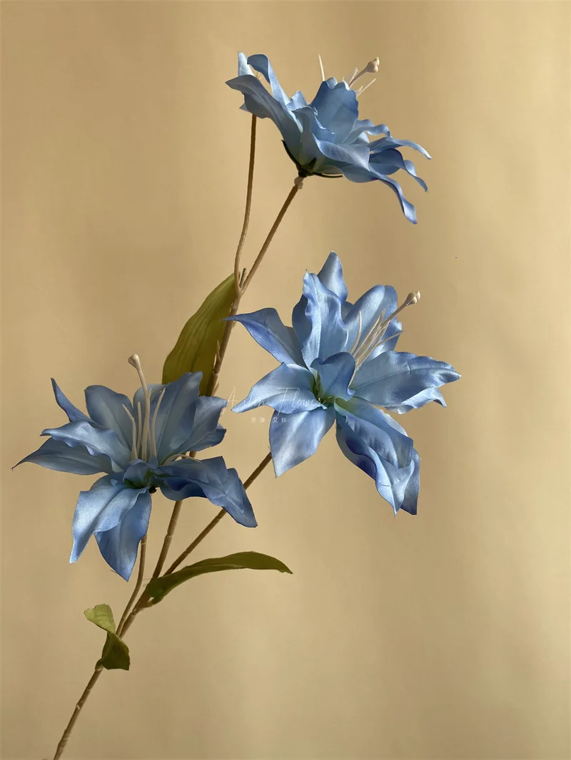 C-LY002 Wholesale artificial silk 3 heads Lily flowers branch faux orchid flowers for Wedding home party Decoration