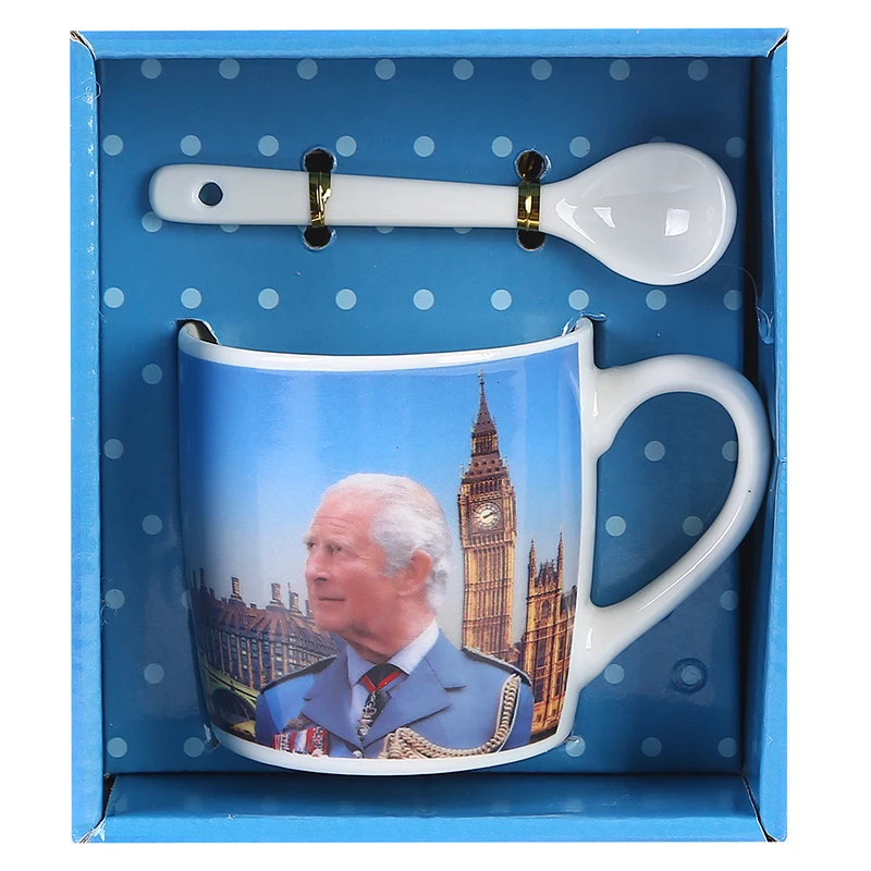 Porcelain Coffee Office Milk Tea Cup Queen Elizabeth II and King Charles III Custom Ceramic Coffee Mug