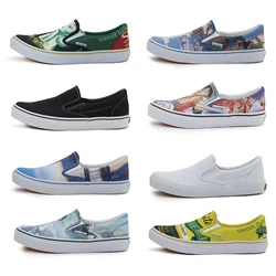 Custom breathable canvas casual lazy sneakers office women slip on shoes