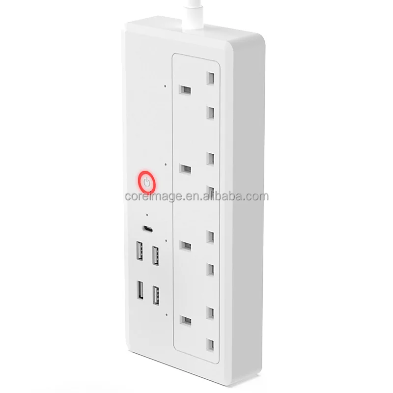 Tuya WiFi Smart UK Power Strip Surge Protector Extension Socket with Alexa Google Home 4 USB ports power cord with timer