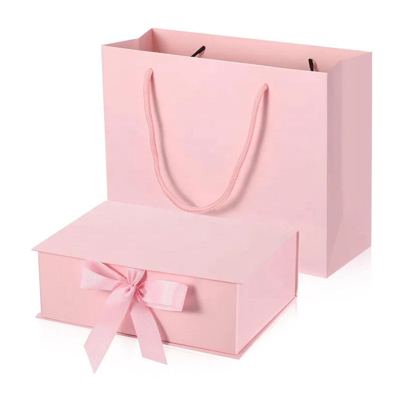 Custom Pink Cardboard Rigid Bridesmaid Hard  Gift Box for Present Magnetic Paper Cosmetics Packaging Luxury Folding Shoes Box