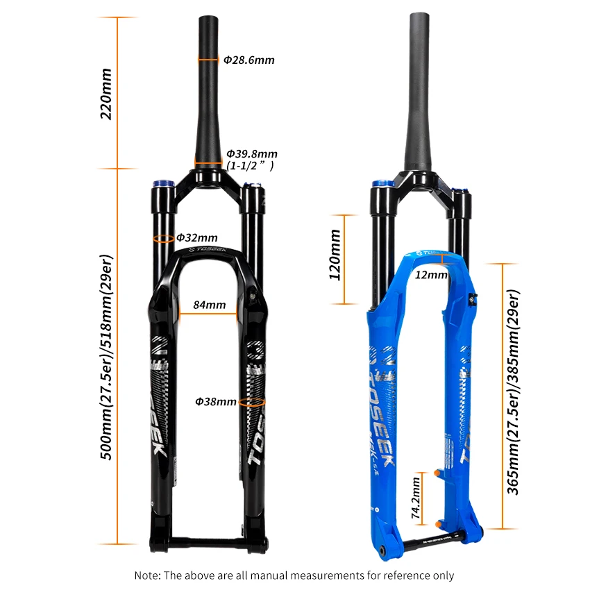 `TOSEEK TFK-SA Magnesium Alloy MTB Bicycle Fork 27.5/ 29er Thru Axle 15*110mm Mountain Bike Air Suspension Fork
