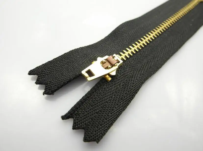 8/10/11/12/13/14/15/18 Cm 3# Gold Silver Rose Gold Brass Copper Metal Teeth Custom Metal Zipper For Bag Leather Jacket Coat