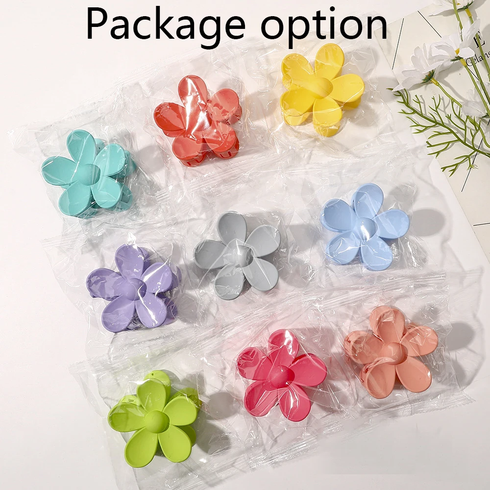 Custom Color Logo Plastic Pure Color Hair Claw Clips Simple Plastic Flower Hair Claw for Women Girls Party Hair Accessories