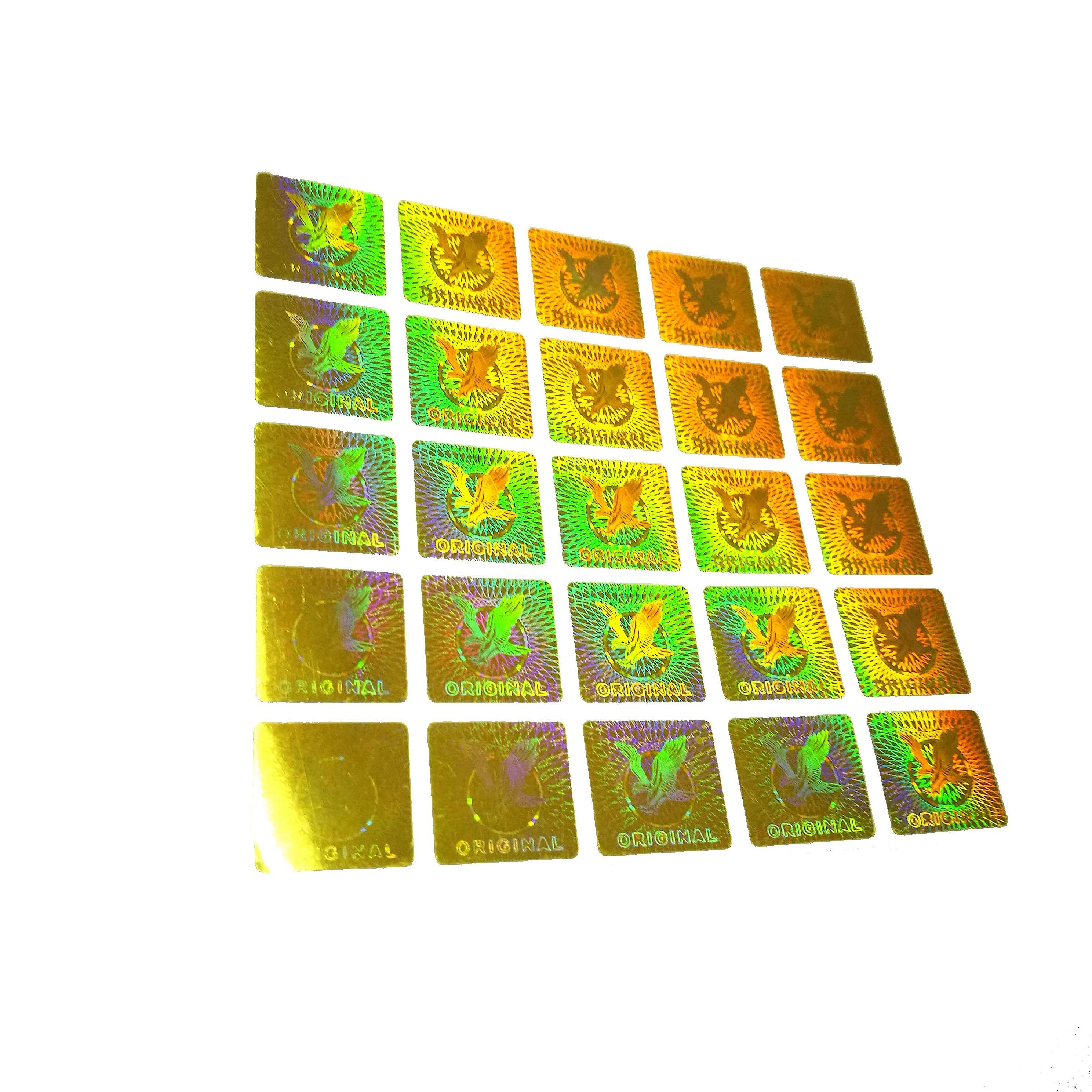 Custom Made Golden Hologram Security Sticker Laser  Label