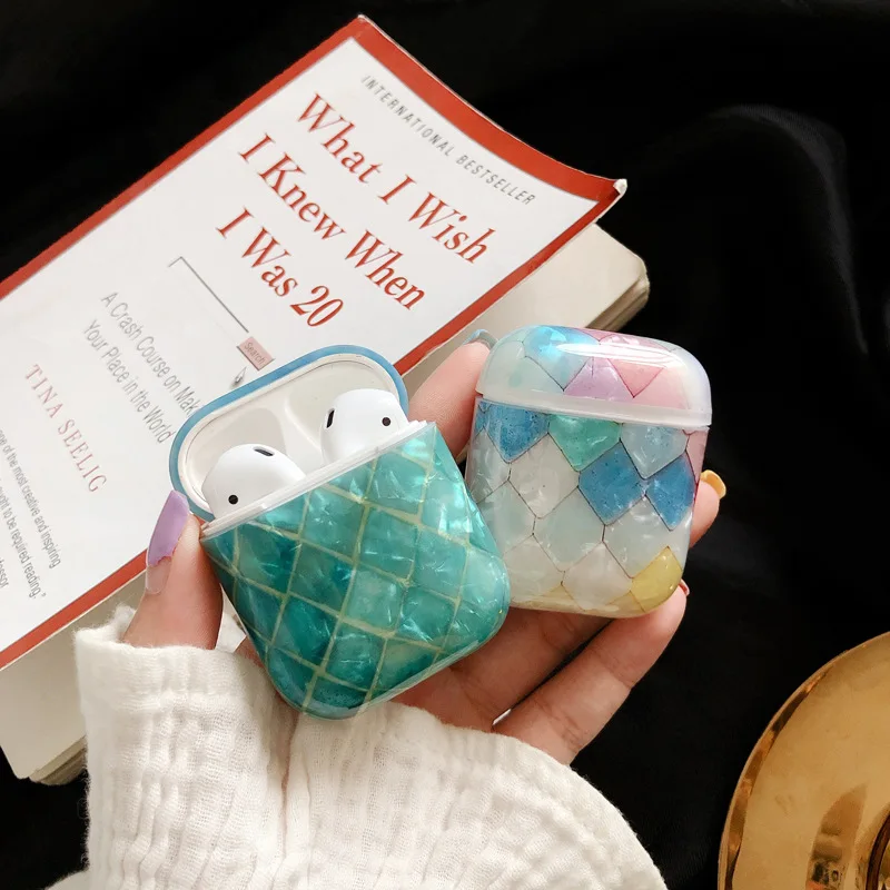 Hot Sale Luxury Fish Scale Shell Pattern Earphone Case for Airpods Pro IMD Colorful Mermaid Style Soft TPU Cover for Airpods 1/2