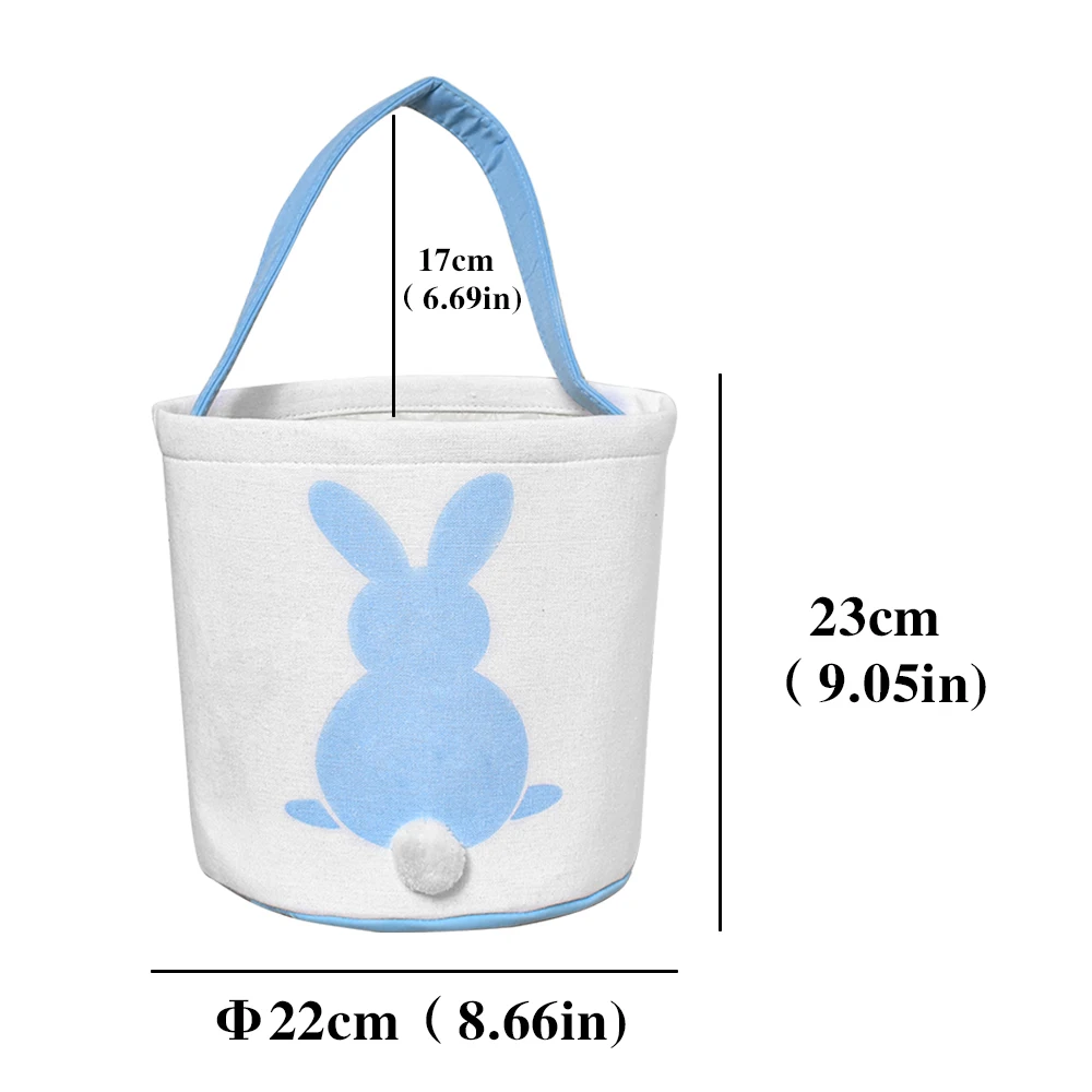 Hot Selling Monogram Personalized Easter Bunny Basket Big Capacity Canvas Blank Tote for Egg Hunts Supplies
